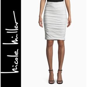 Nicole Miller Knee Length Straight & Pencil Skirt NWT Women's 4 Sandy White